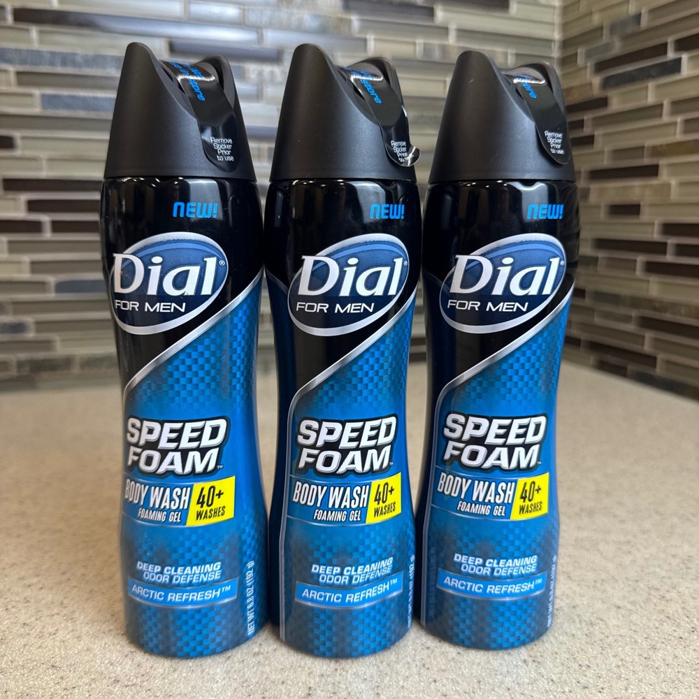 Lot of 3 Dial For Men Speed Foam Body Wash Arctic Refresh 6.8oz Foaming Gel NOS